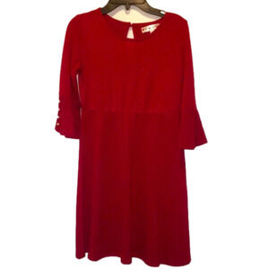 NWT Poppies and Roses Red Hacci Bell Sleeve Dress